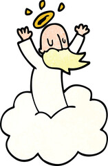 cartoon doodle god on cloud