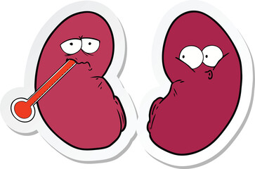 sticker of a cartoon unhealthy kidney