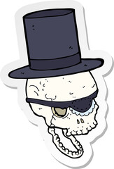 sticker of a cartoon skull in top hat