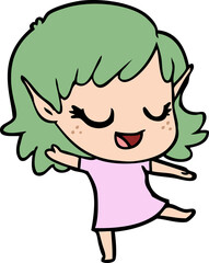 happy cartoon elf girl