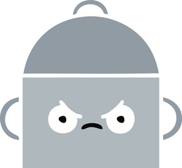 flat color retro cartoon of a cooking pot