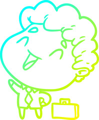 cold gradient line drawing of a cute cartoon businessman