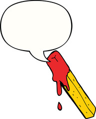 cartoon dipped fry with speech bubble