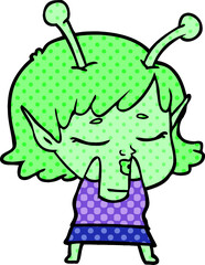 cute alien girl cartoon