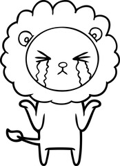 cartoon crying lion