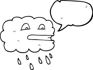 freehand drawn speech bubble cartoon rain cloud