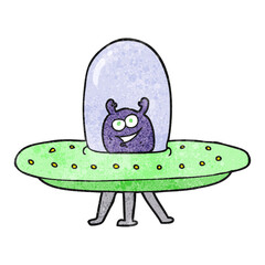 freehand textured cartoon space alien
