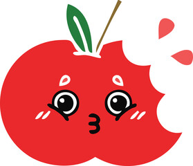flat color retro cartoon of a red apple