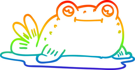 rainbow gradient line drawing of a cartoon fish