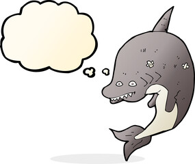 cartoon shark with thought bubble