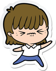 sticker of a annoyed cartoon girl