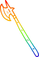 rainbow gradient line drawing of a cartoon medieval weapon