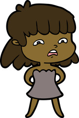 cartoon worried woman