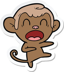 Obraz na płótnie Canvas sticker of a shouting cartoon monkey dancing