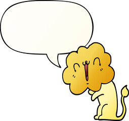 cute cartoon lion with speech bubble in smooth gradient style
