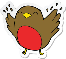 sticker of a cartoon robin flapping wings