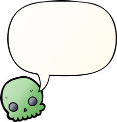 cartoon skull with speech bubble in smooth gradient style