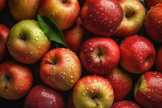 Viele rote &Auml;pfel auf einem Haufen mit nahtlosem Hintergrund