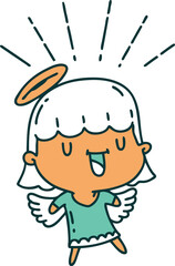 illustration of a traditional tattoo style singing angel