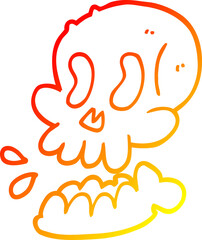 Obraz premium warm gradient line drawing of a funny cartoon skull