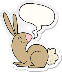 cute cartoon rabbit with speech bubble sticker