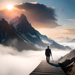 Business man contemplating the beauty of the grandeur of nature