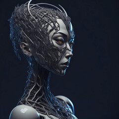 portrait of a cybernetic woman endowed with artificial intelligence