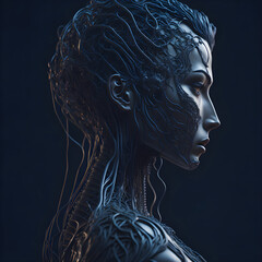 portrait of a cybernetic woman endowed with artificial intelligence