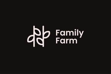 Simple Minimalist Leaf Farm Logo Vector