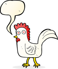 cartoon chicken with speech bubble