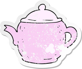 retro distressed sticker of a cartoon teapot