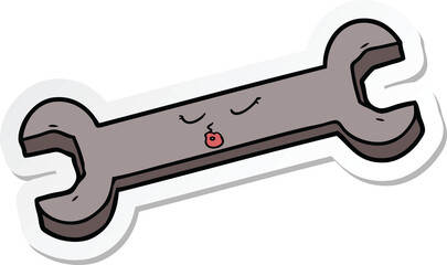 sticker of a cartoon spanner