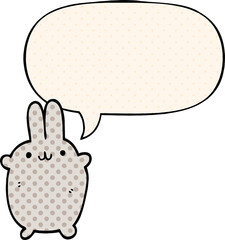 cartoon rabbit with speech bubble in comic book style