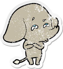 distressed sticker of a cartoon elephant remembering