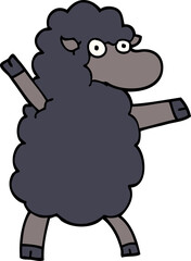 cartoon doodle black sheep