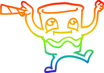 rainbow gradient line drawing of a cartoon animated whisky glass