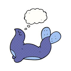 freehand drawn thought bubble cartoon seal