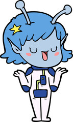 happy alien girl cartoon