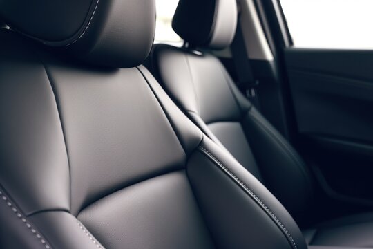 Part of leather car seat details with stitching. Ai
