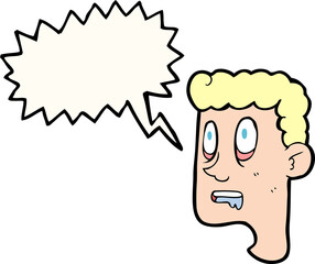 freehand drawn speech bubble cartoon staring man drooling