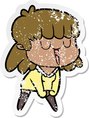 distressed sticker of a cartoon woman