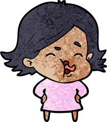 cartoon girl pulling face