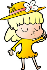 cartoon indifferent woman