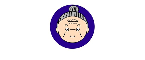 おばあちゃんアイコン　バック青色