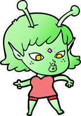 pretty cartoon alien girl
