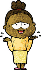 cartoon happy old lady