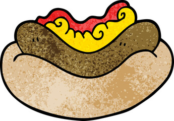 cartoon doodle of a hotdog