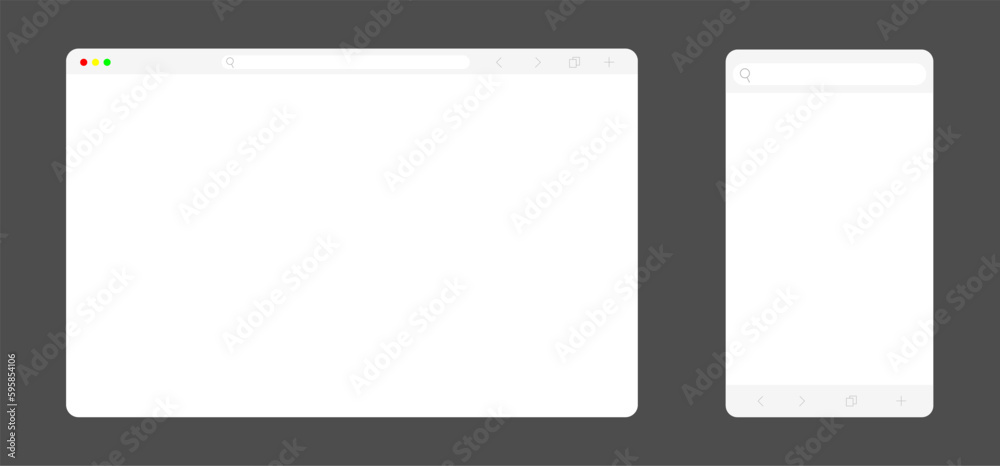Poster Web browser in multiple responsive devices sizes, vector.