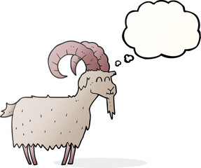freehand drawn thought bubble cartoon goat