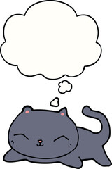 cartoon cat with thought bubble